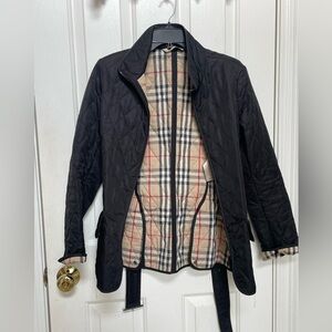 Burberry belted diamond quilted jacket